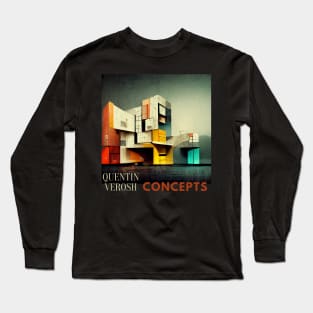 Futuristic building concept digital art Long Sleeve T-Shirt